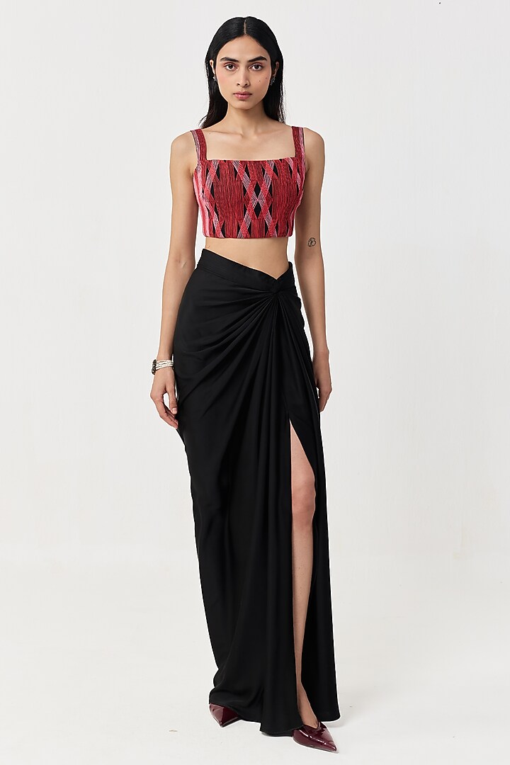 Black Organza Cape Set by Shriya Khanna at Pernia's Pop Up Shop