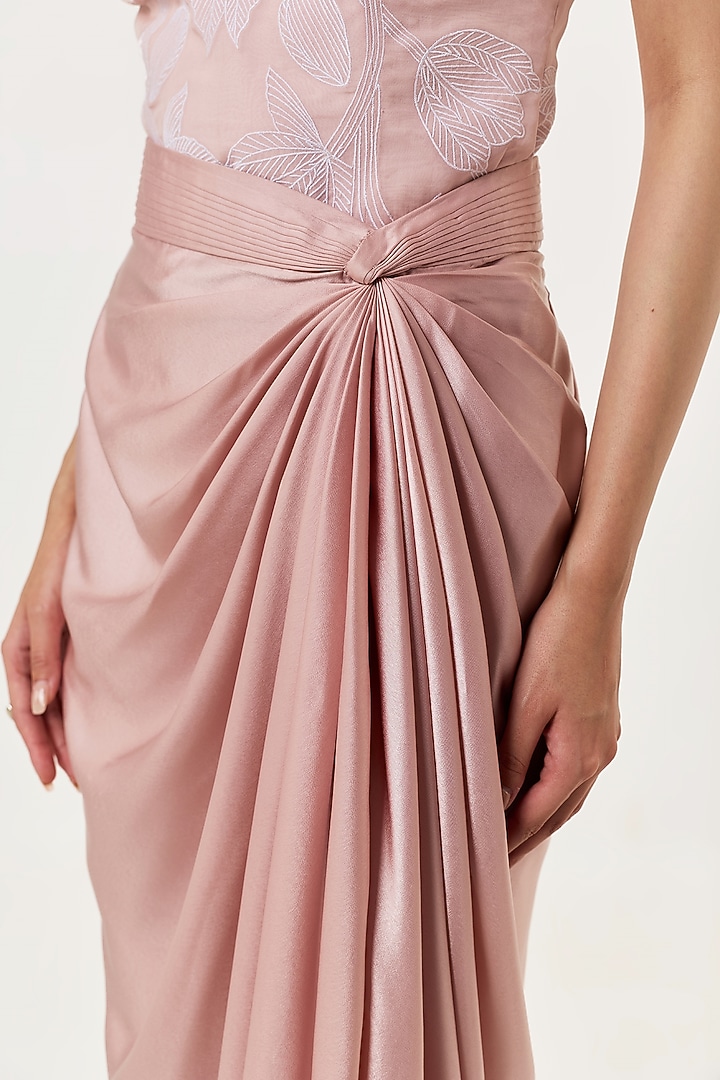 Blush Pink Satin Draped Skirt by Shriya Khanna at Pernia's Pop Up Shop
