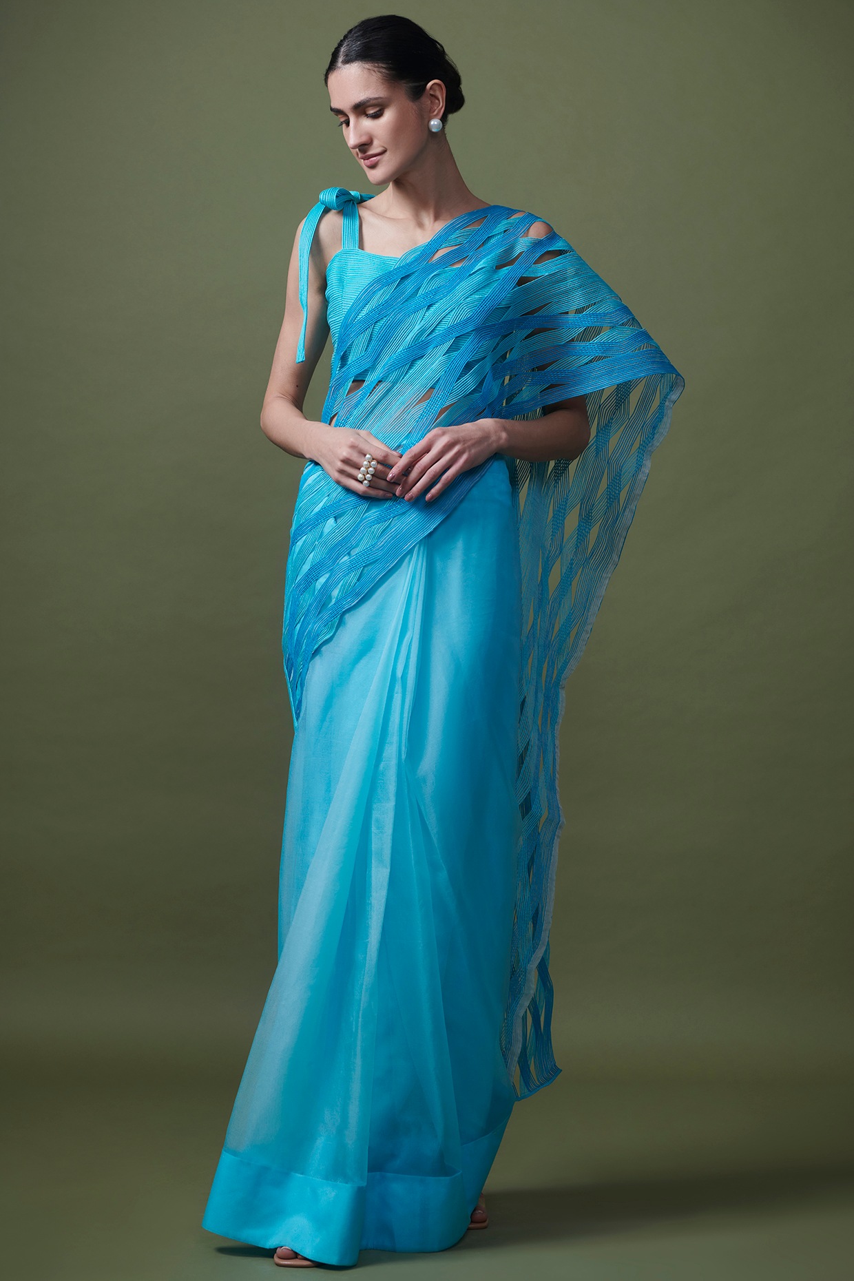 Sky Blue Colour Digital Print Sarees Price | Designer Silk Saree