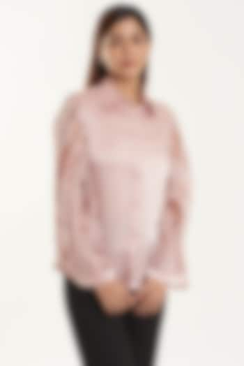 Blush Pink Satin Shirt by Shriya Khanna at Pernia's Pop Up Shop