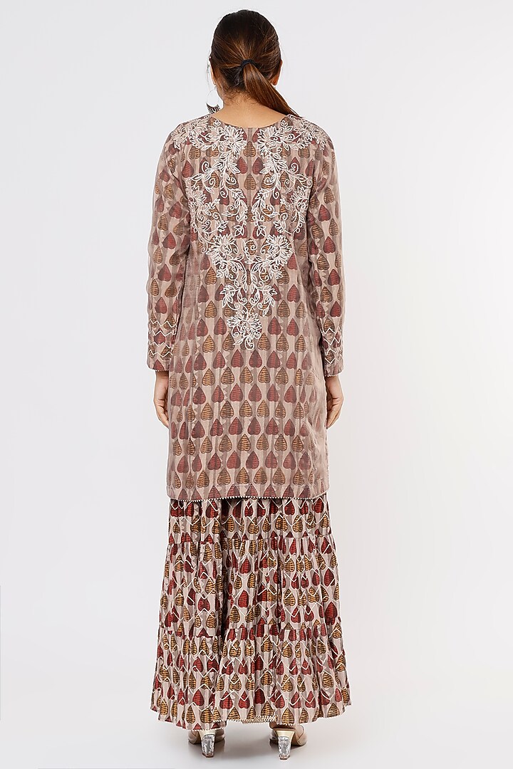 Grey Block Printed Party Wear Sharara Set by Sangeeta Kilachand at Pernia's Pop Up Shop
