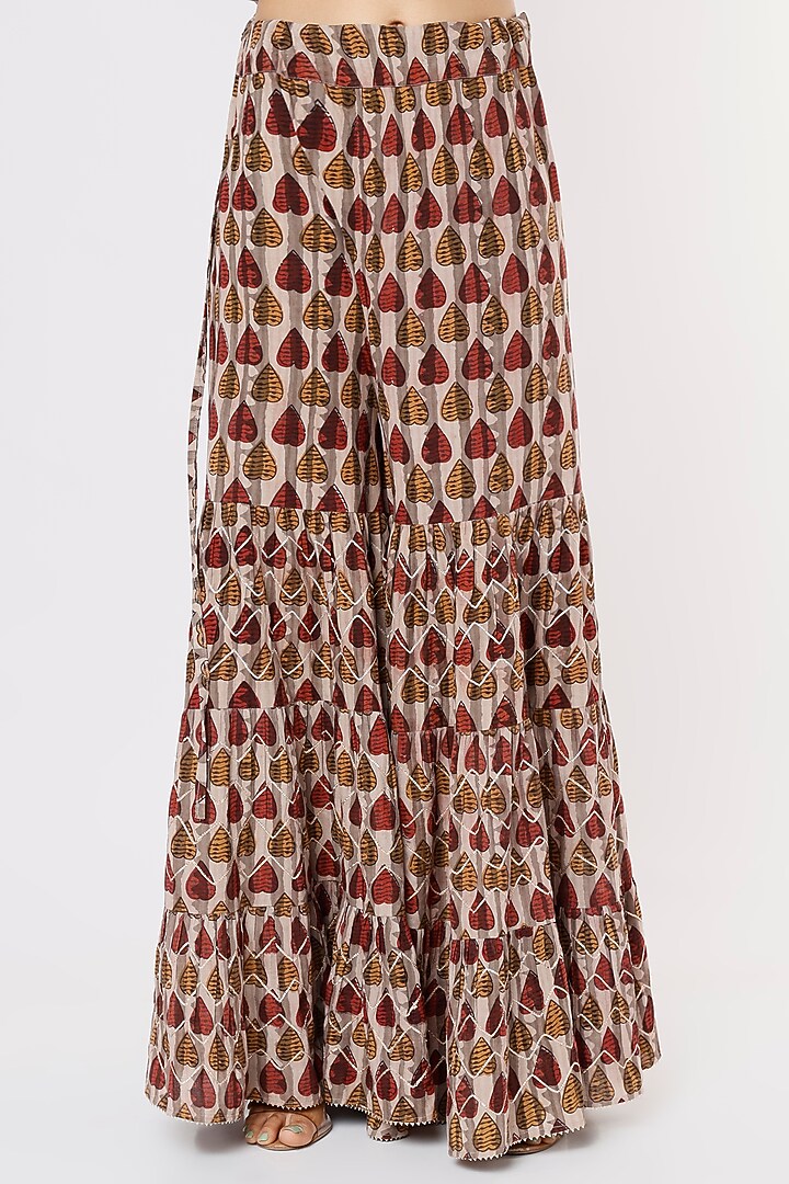 Grey Block Printed Party Wear Sharara Set by Sangeeta Kilachand at Pernia's Pop Up Shop