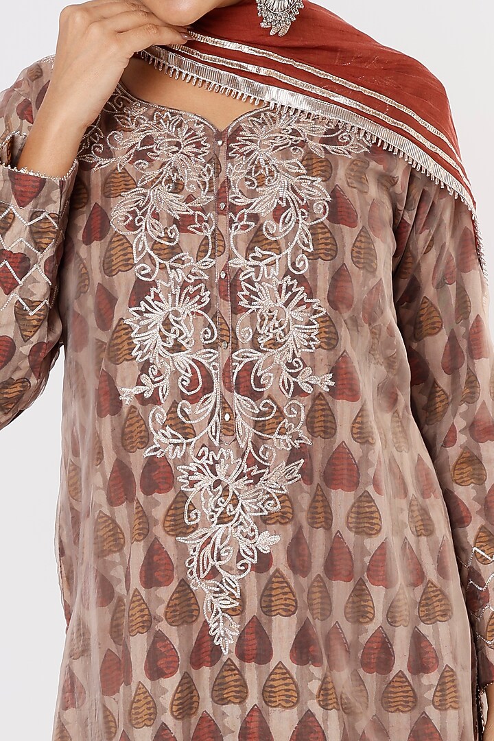 Grey Block Printed Party Wear Sharara Set by Sangeeta Kilachand at Pernia's Pop Up Shop