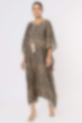 Dark Navy Blue Block Printed Kaftan by Sangeeta Kilachand at Pernia's Pop Up Shop