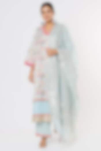 Light Blue Embroidered Kurta Set by Sangeeta Kilachand at Pernia's Pop Up Shop