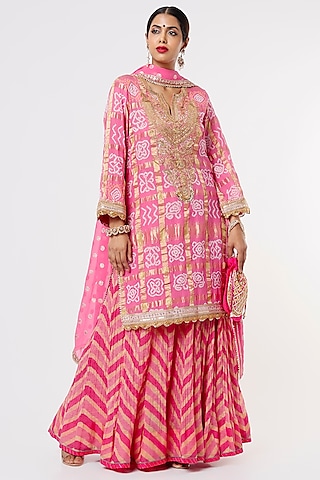 Blush Pink Printed Lehenga Set by Sangeeta Kilachand