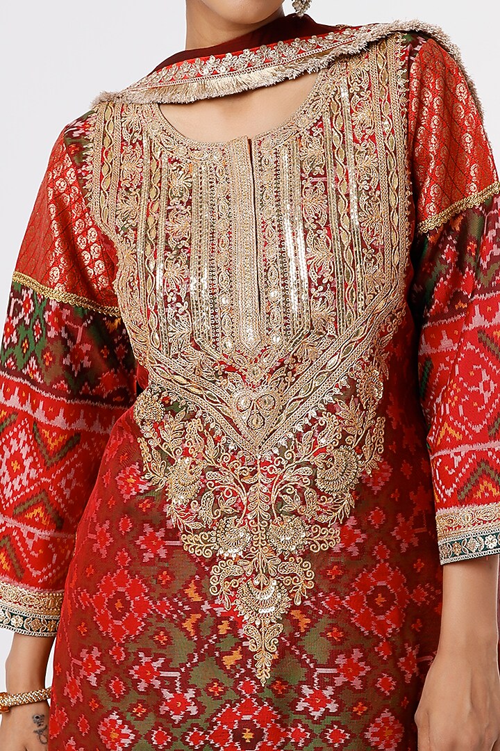 Maroon Embroidered Wedding Lehenga Set by Sangeeta Kilachand at Pernia's Pop Up Shop
