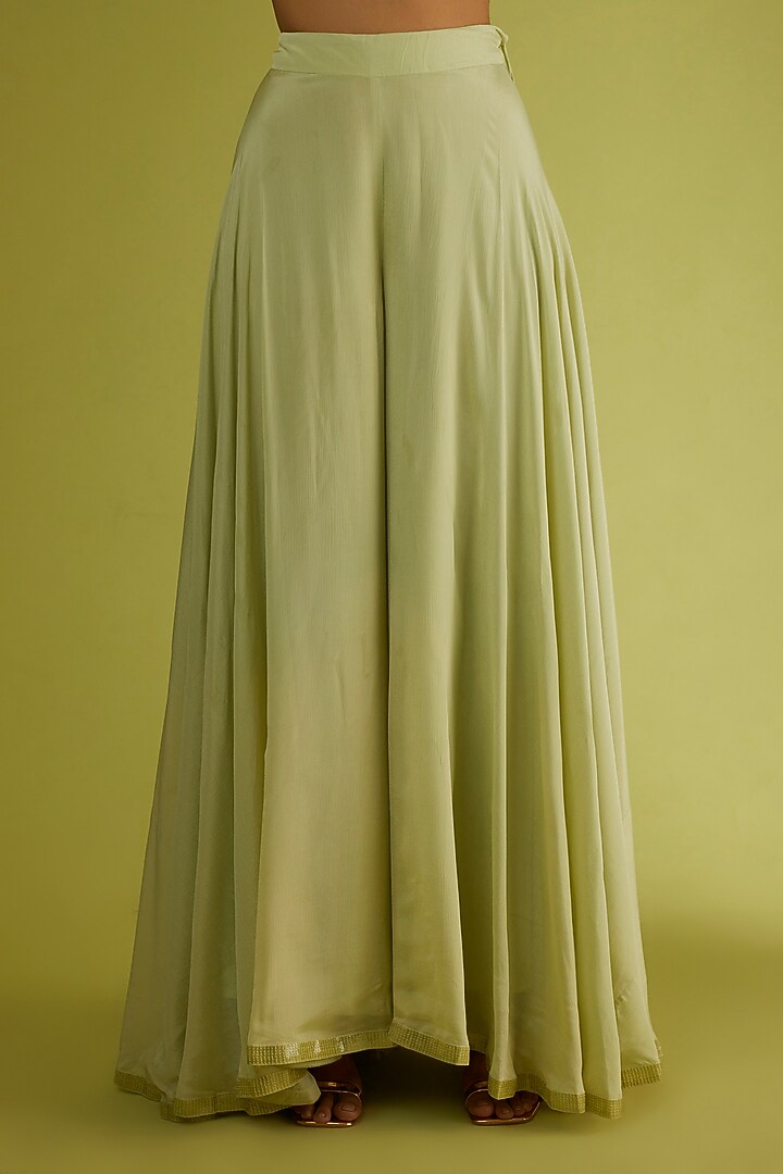 Pastel Green Georgette Wedding Sharara Set by Sangeeta Kilachand at Pernia's Pop Up Shop