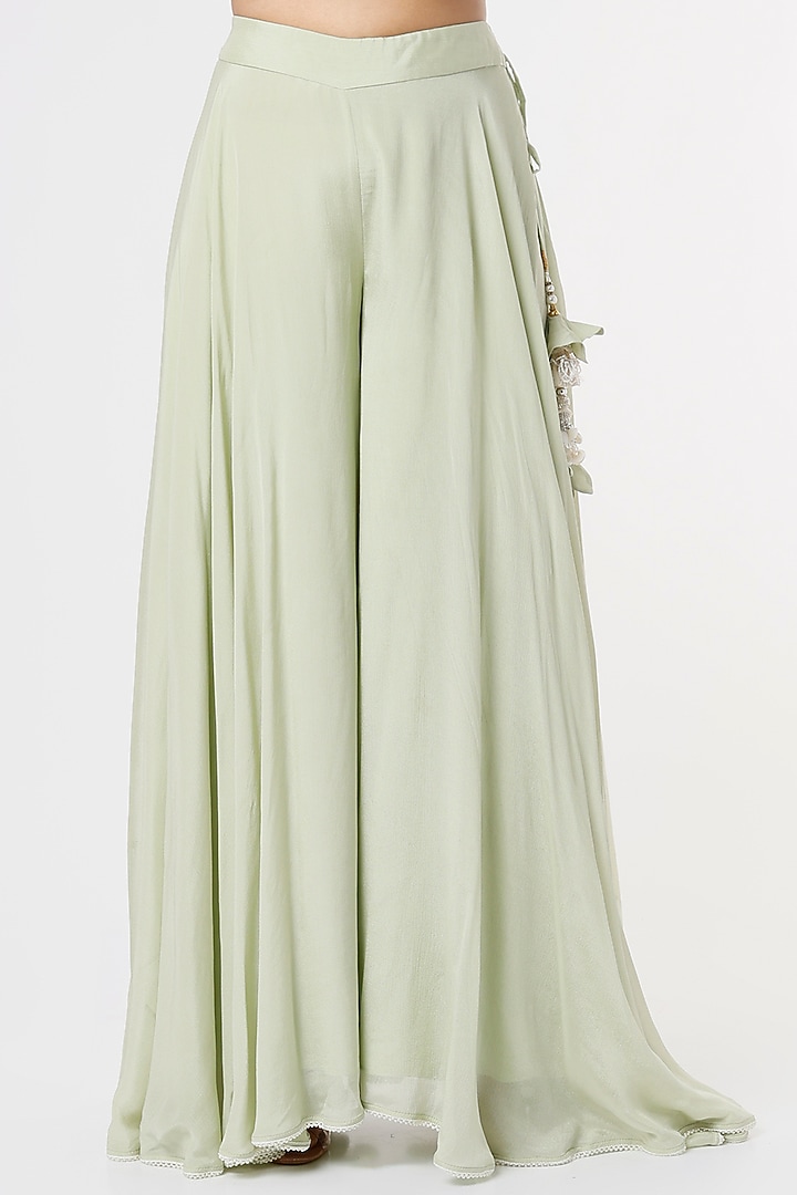 Pastel Green Georgette Wedding Sharara Set by Sangeeta Kilachand at Pernia's Pop Up Shop