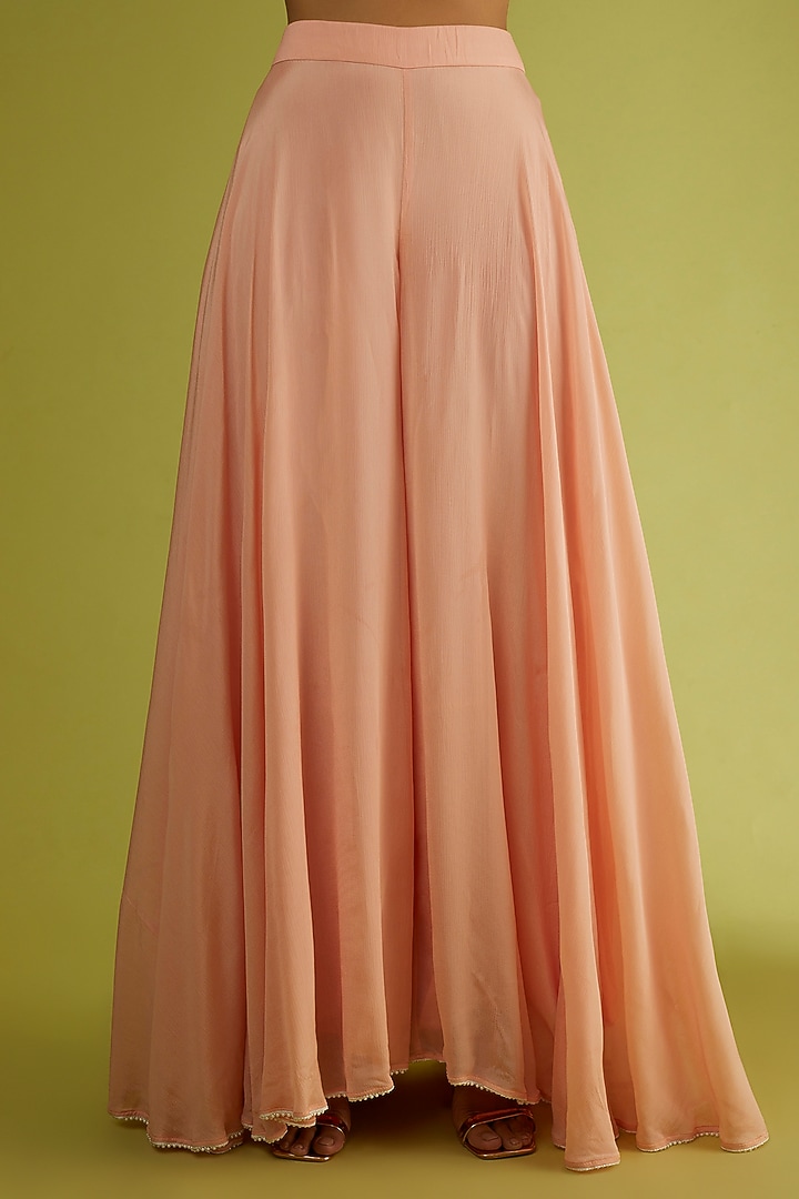 Peach Georgette Wedding Sharara Set by Sangeeta Kilachand at Pernia's Pop Up Shop