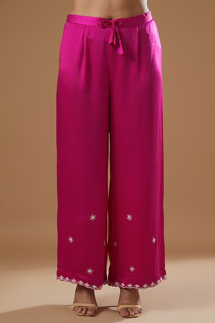 Rani Pink Georgette Embroidered Kurta Set by Sangeeta Kilachand at Pernia's Pop Up Shop