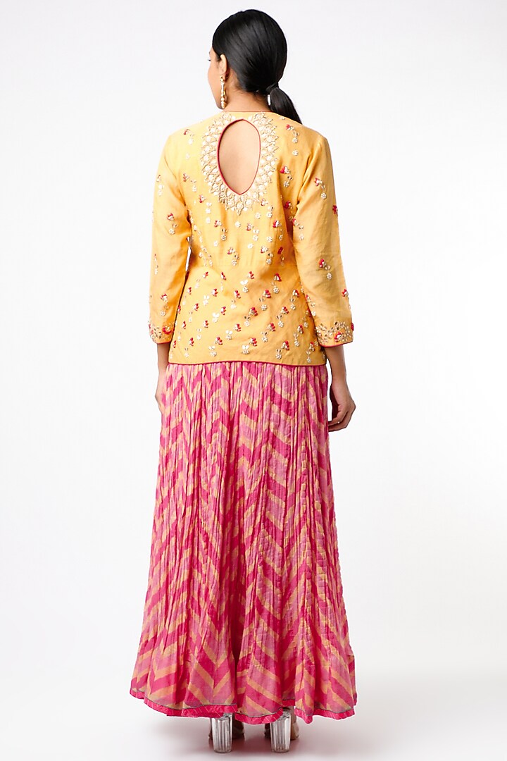 Red Cotton Silk Skirt Set by Sangeeta Kilachand at Pernia's Pop Up Shop