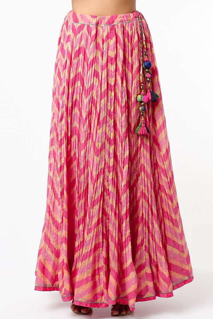 Red Cotton Silk Skirt Set by Sangeeta Kilachand at Pernia's Pop Up Shop