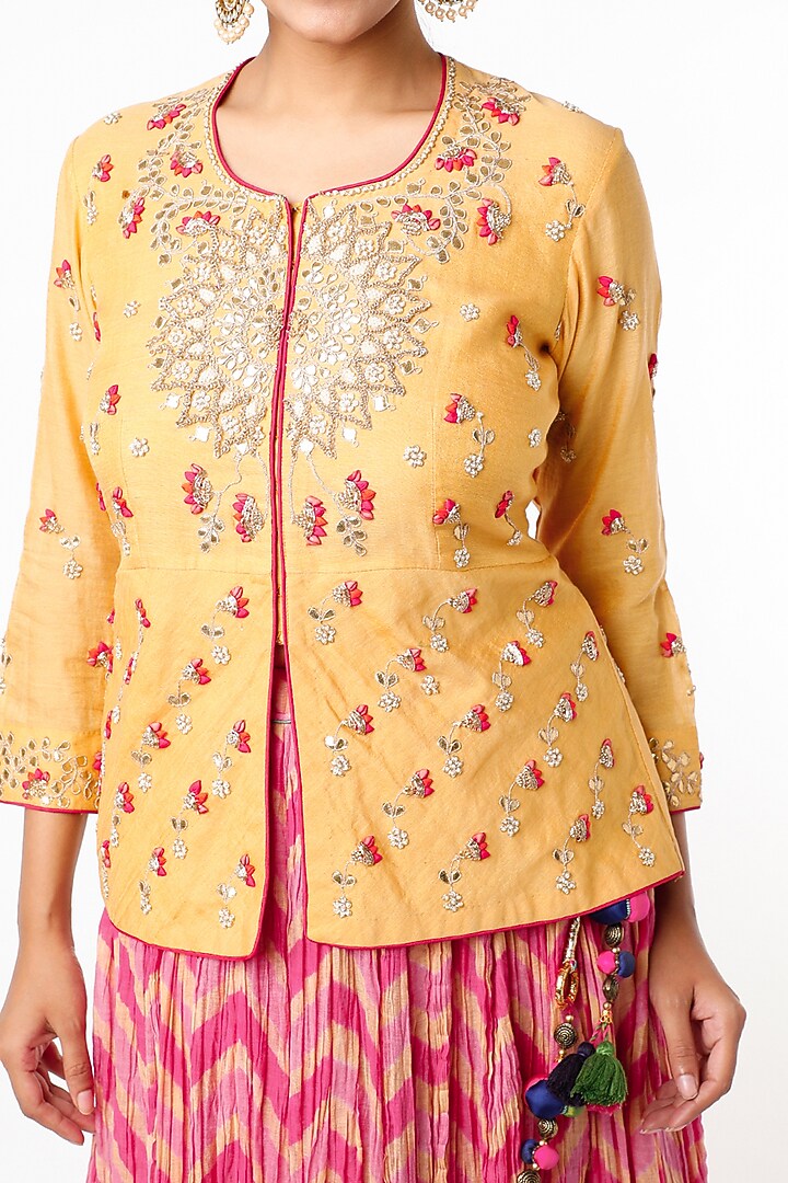Red Cotton Silk Skirt Set by Sangeeta Kilachand at Pernia's Pop Up Shop
