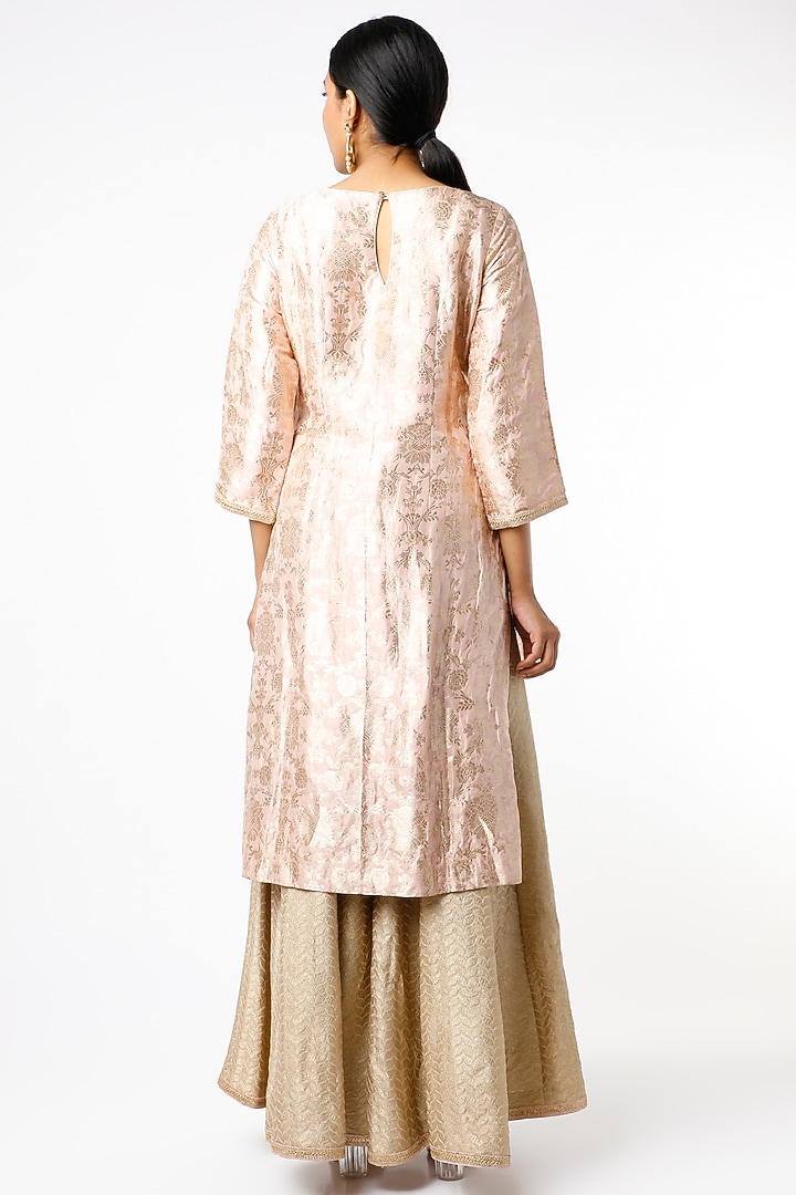 Onion Pink Brocade Wedding Sharara Set by Sangeeta Kilachand at Pernia's Pop Up Shop