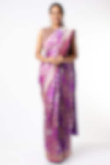 Purple & Gold Banarasi Saree Set by Sangeeta Kilachand at Pernia's Pop Up Shop