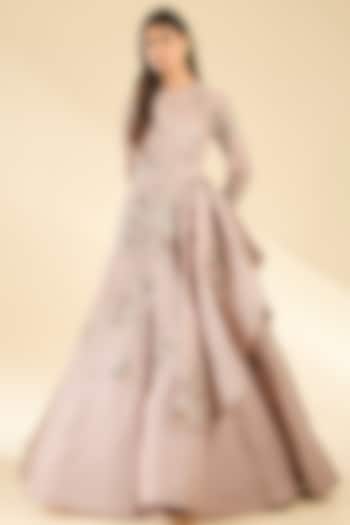 Peach Silk Organza Hand Embroidered Bridal Gown by Sahil Kochhar at Pernia's Pop Up Shop