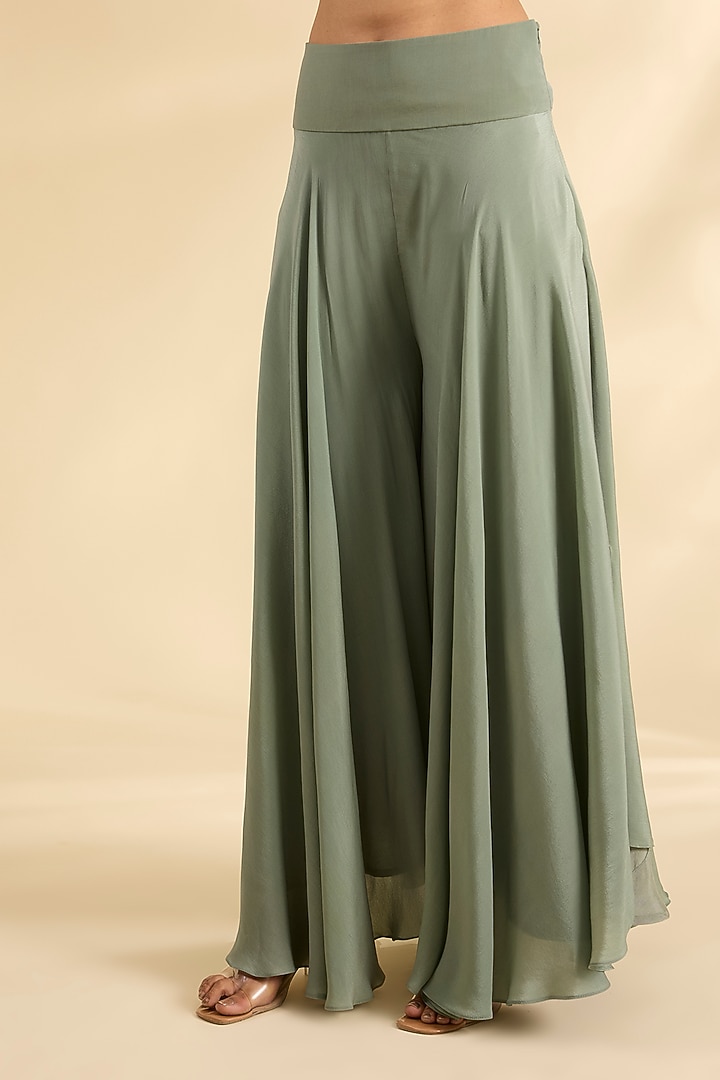 Green Crepe Bridal Sharara Set by Sahil Kochhar at Pernia's Pop Up Shop