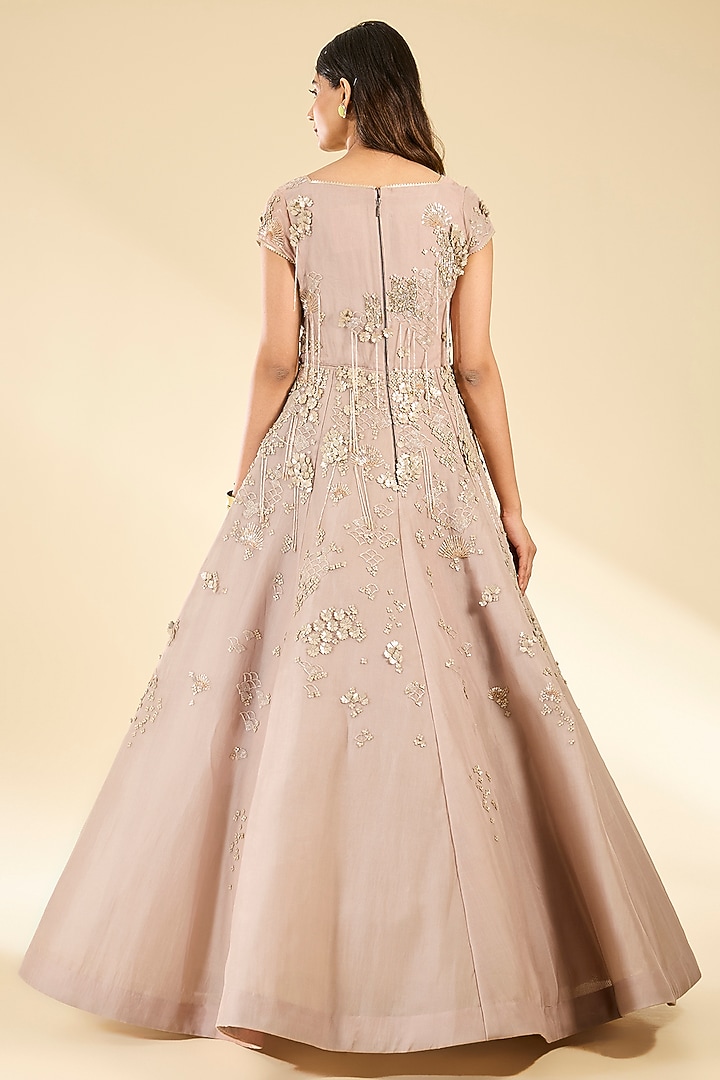 Pink Silk Organza Hand Embroidered Wedding Gown by Sahil Kochhar at Pernia's Pop Up Shop