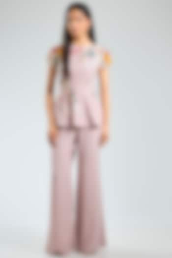 Peach Crepe Hand Embroidered Co-ord Set by Sahil Kochhar at Pernia's Pop Up Shop