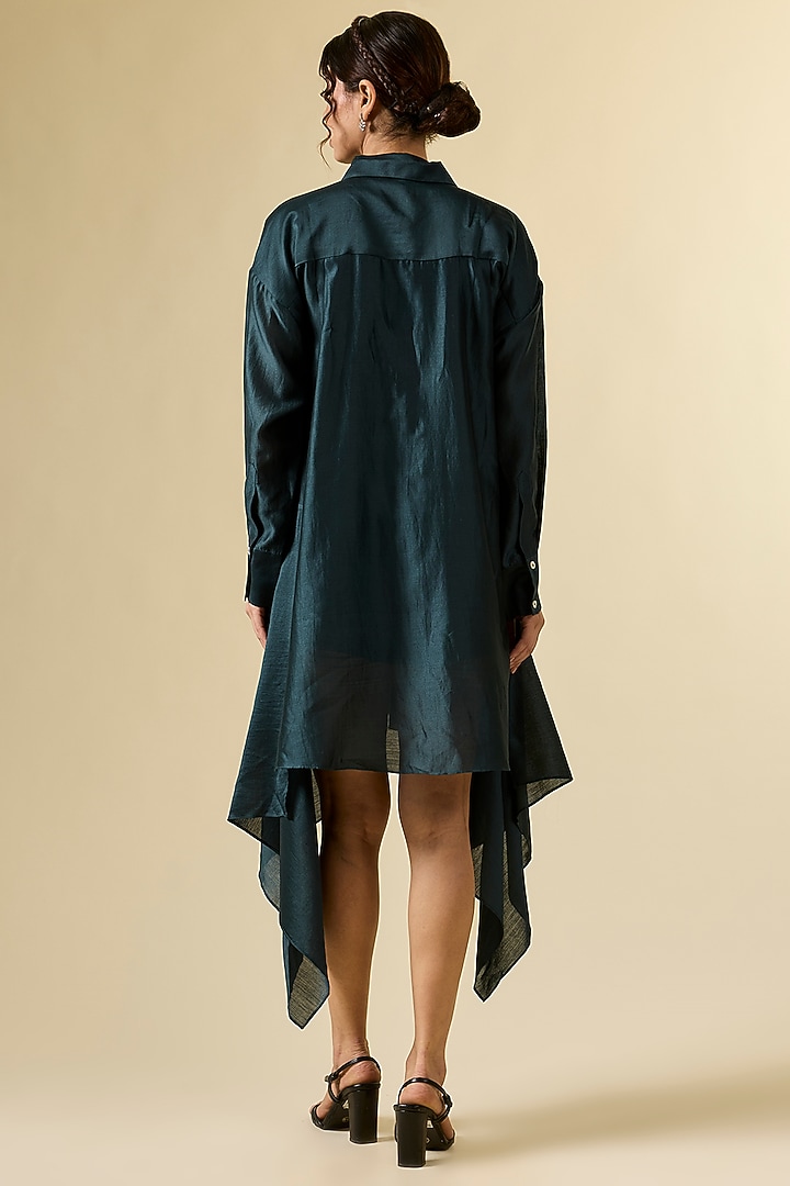 Green Chanderi Floral Embroidered Tunic by Sahil Kochhar at Pernia's Pop Up Shop