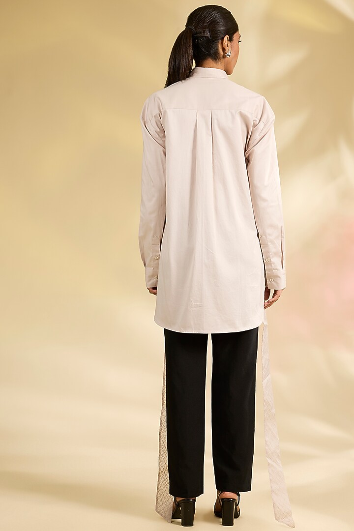 Ivory Shirting Laser-Cut Applique Hand Embroidered Shirt by Sahil Kochhar at Pernia's Pop Up Shop