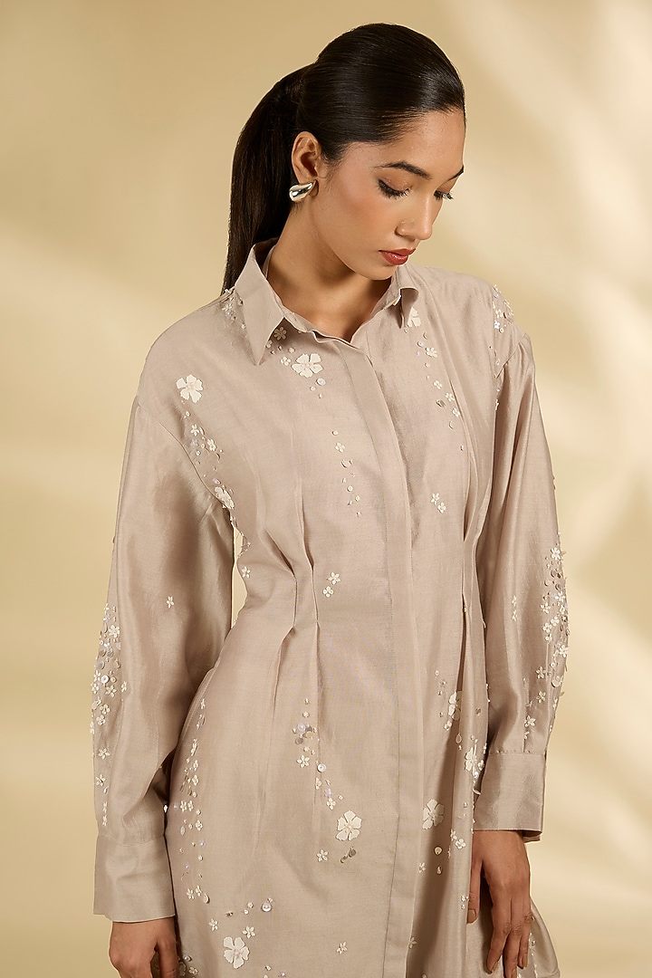 Pink Chanderi Laser-Cut Applique Work Top by Sahil Kochhar at Pernia's Pop Up Shop