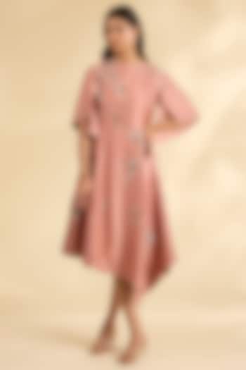 Peach Chanderi Laser-Cut Applique Work Tunic by Sahil Kochhar at Pernia's Pop Up Shop