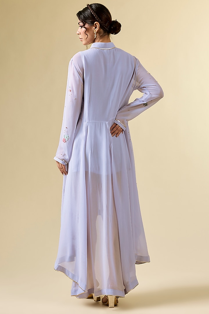 Purple Georgette Applique Embroidered Tunic by Sahil Kochhar at Pernia's Pop Up Shop
