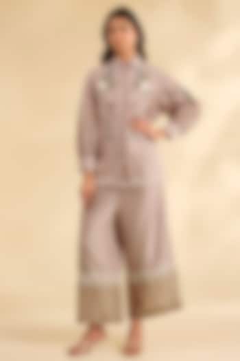 Pink Chanderi Hand Embroidered Tunic Set by Sahil Kochhar at Pernia's Pop Up Shop