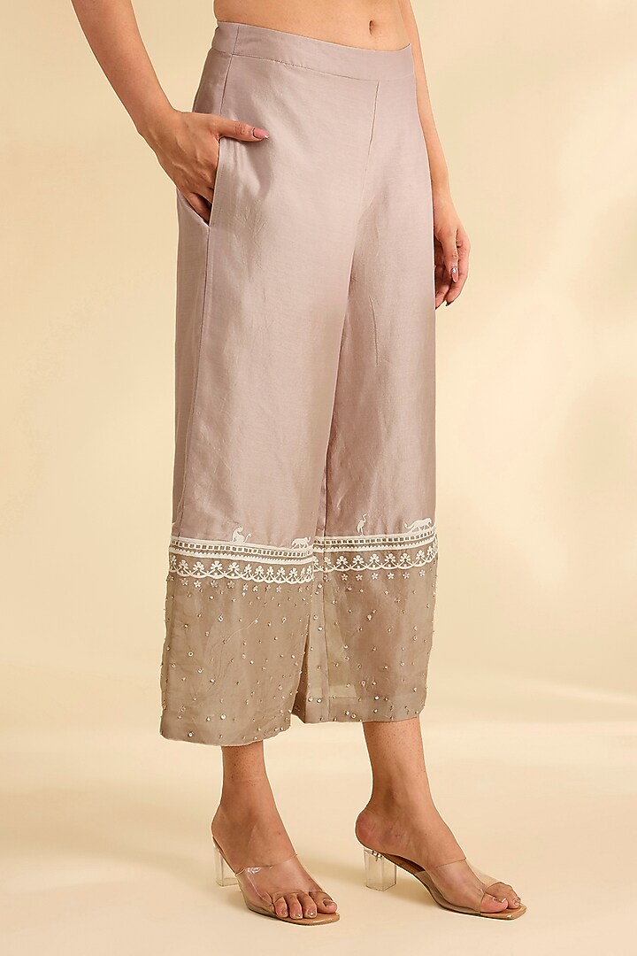 Pink Chanderi Hand Embroidered Tunic Set by Sahil Kochhar at Pernia's Pop Up Shop