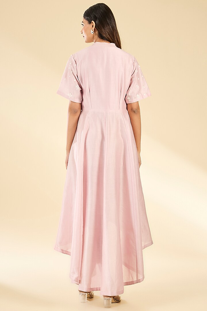 Pink Soft Rayon Applique Tunic by Sahil Kochhar at Pernia's Pop Up Shop