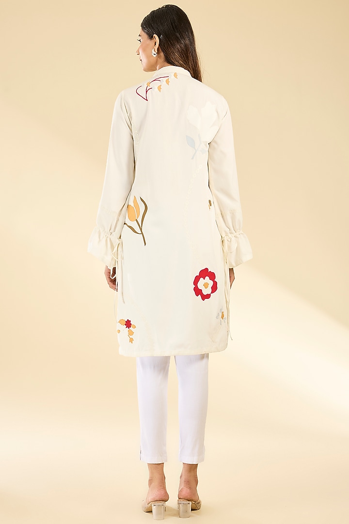Ivory Soft Rayon Applique Tunic by Sahil Kochhar at Pernia's Pop Up Shop