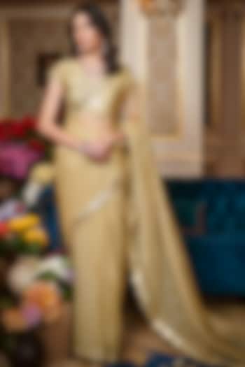 Tea Green Embroidered Reception Saree Set by Sahil Kochhar at Pernia's Pop Up Shop