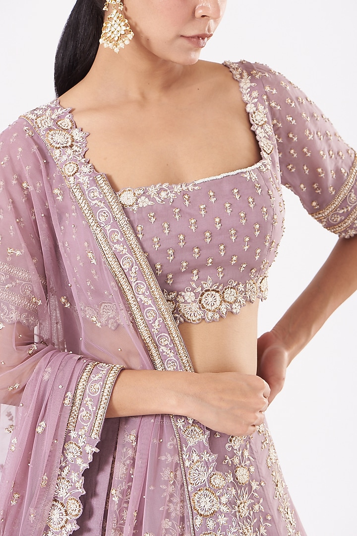 Lilac Embroidered Bridal Lehenga Set by Sahil Kochhar at Pernia's Pop Up Shop