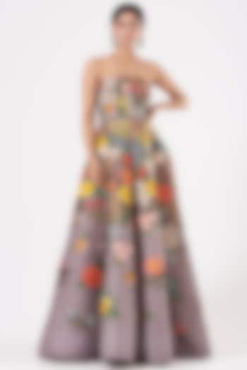 Burnt Lavender Embroidered Gown by Sahil Kochhar at Pernia's Pop Up Shop