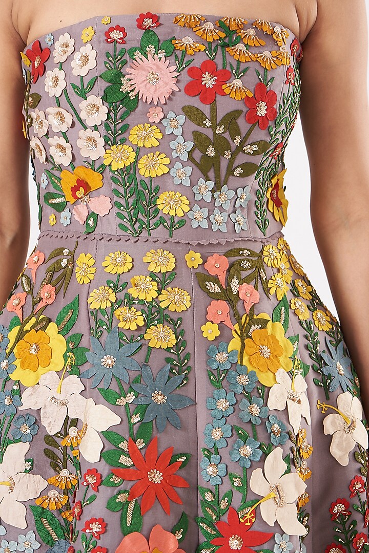 Burnt Lavender Embroidered Gown by Sahil Kochhar at Pernia's Pop Up Shop