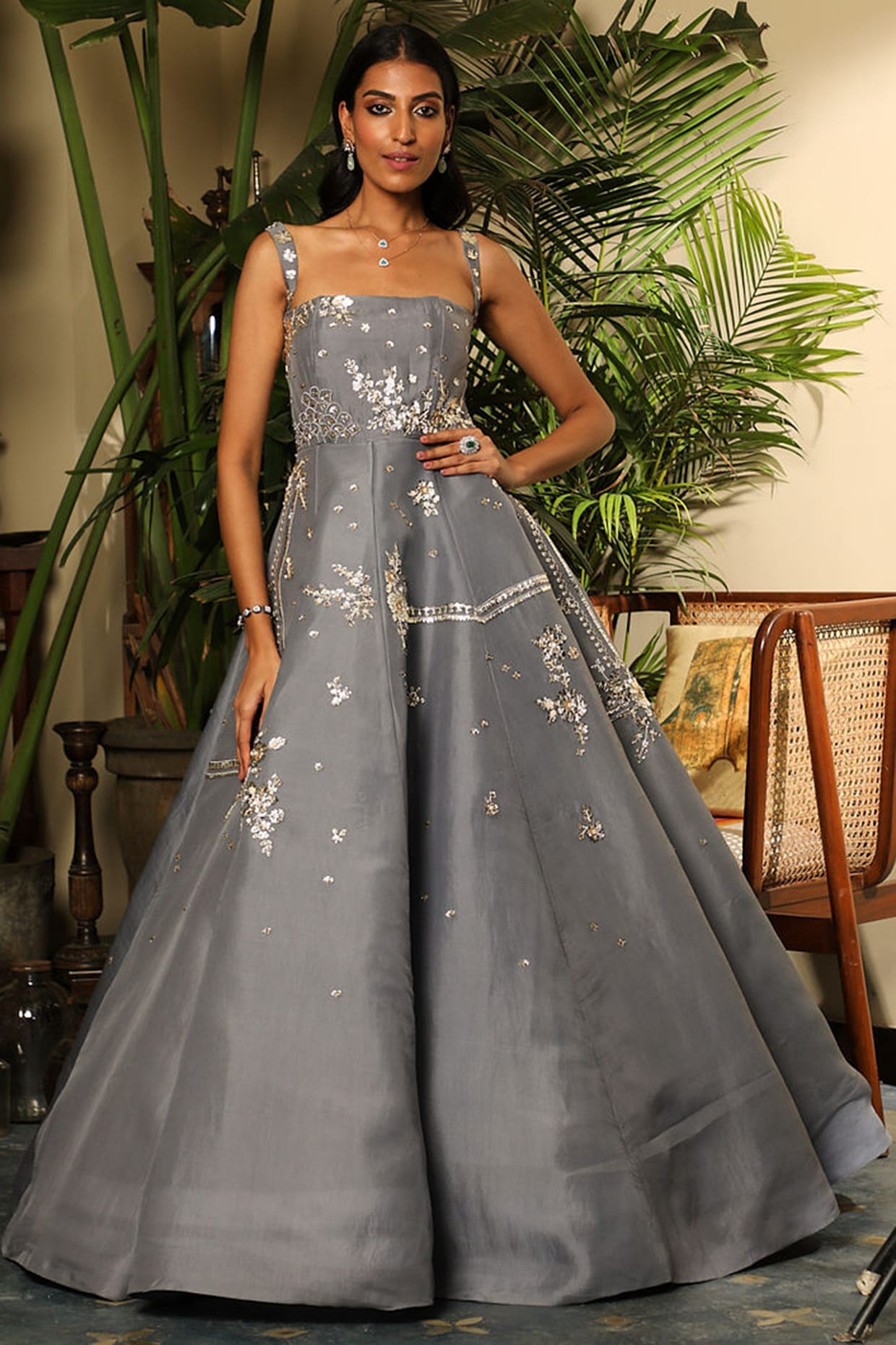 Grey 2025 net gown