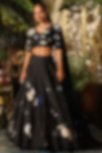 Black Organza Net Wedding Lehenga Set by Sahil Kochar at Pernia's Pop Up Shop