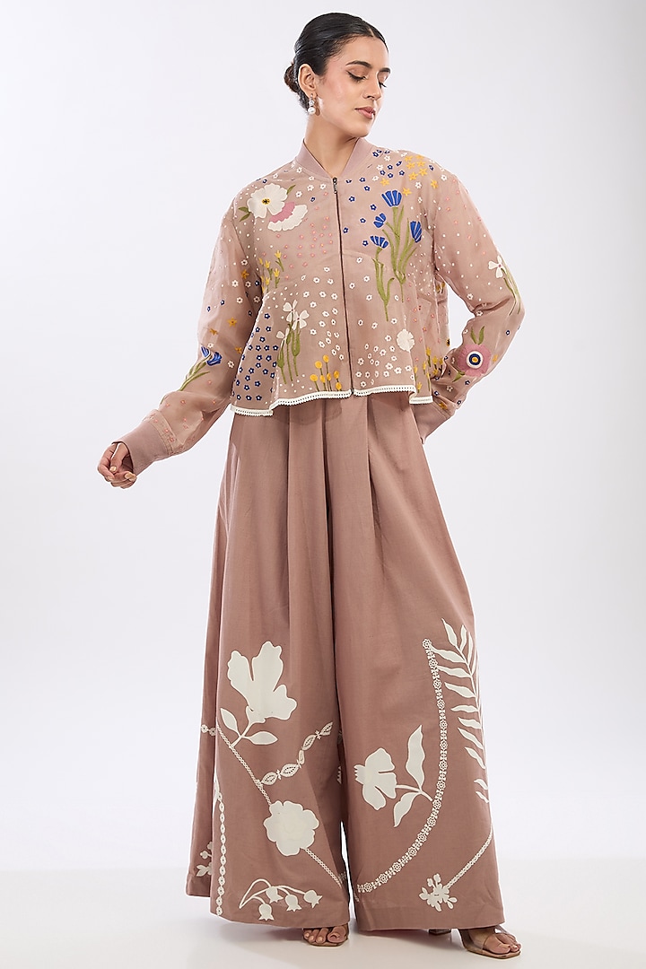 Pink Organza Embroidered Co-Ord Set by Sahil Kochhar at Pernia's Pop Up Shop