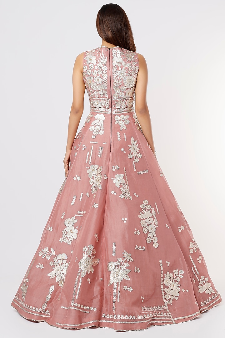 Pink Embroidered Bridal Gown by Sahil Kochhar at Pernia's Pop Up Shop