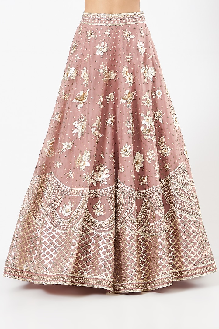 Ash Rose Organza Embroidered Bridal Lehenga Set by Sahil Kochhar at Pernia's Pop Up Shop