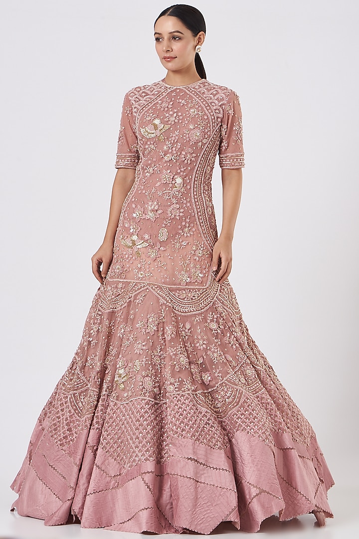 Pink Embroidered Gown by Sahil Kochar