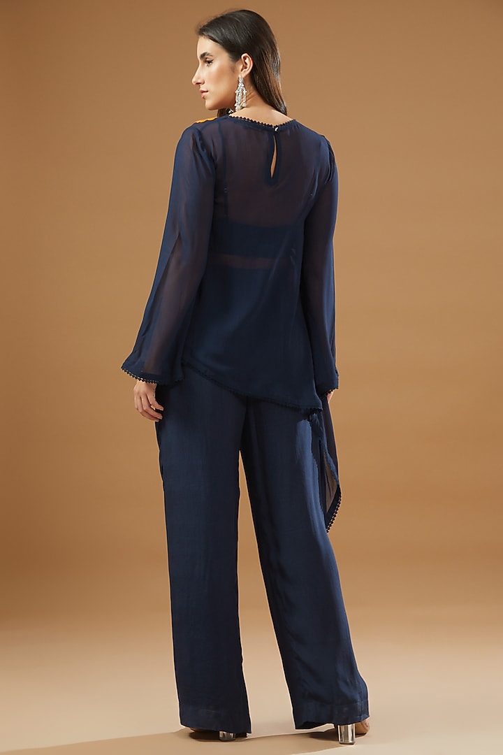 Blue Georgette Co-Ord Set by Sahil Kochhar at Pernia's Pop Up Shop