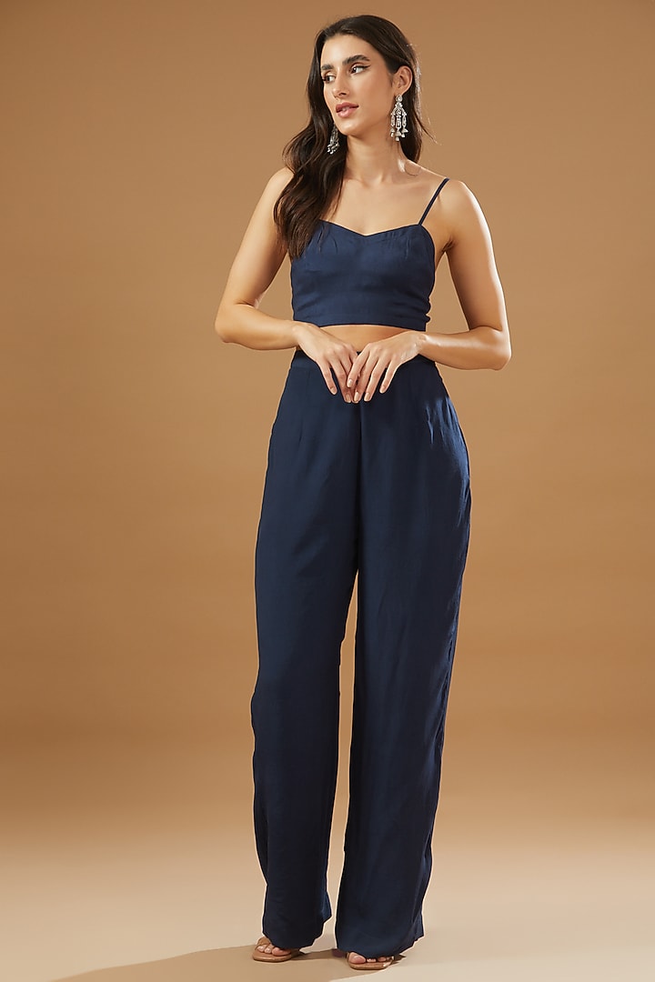 Blue Georgette Co-Ord Set by Sahil Kochhar at Pernia's Pop Up Shop