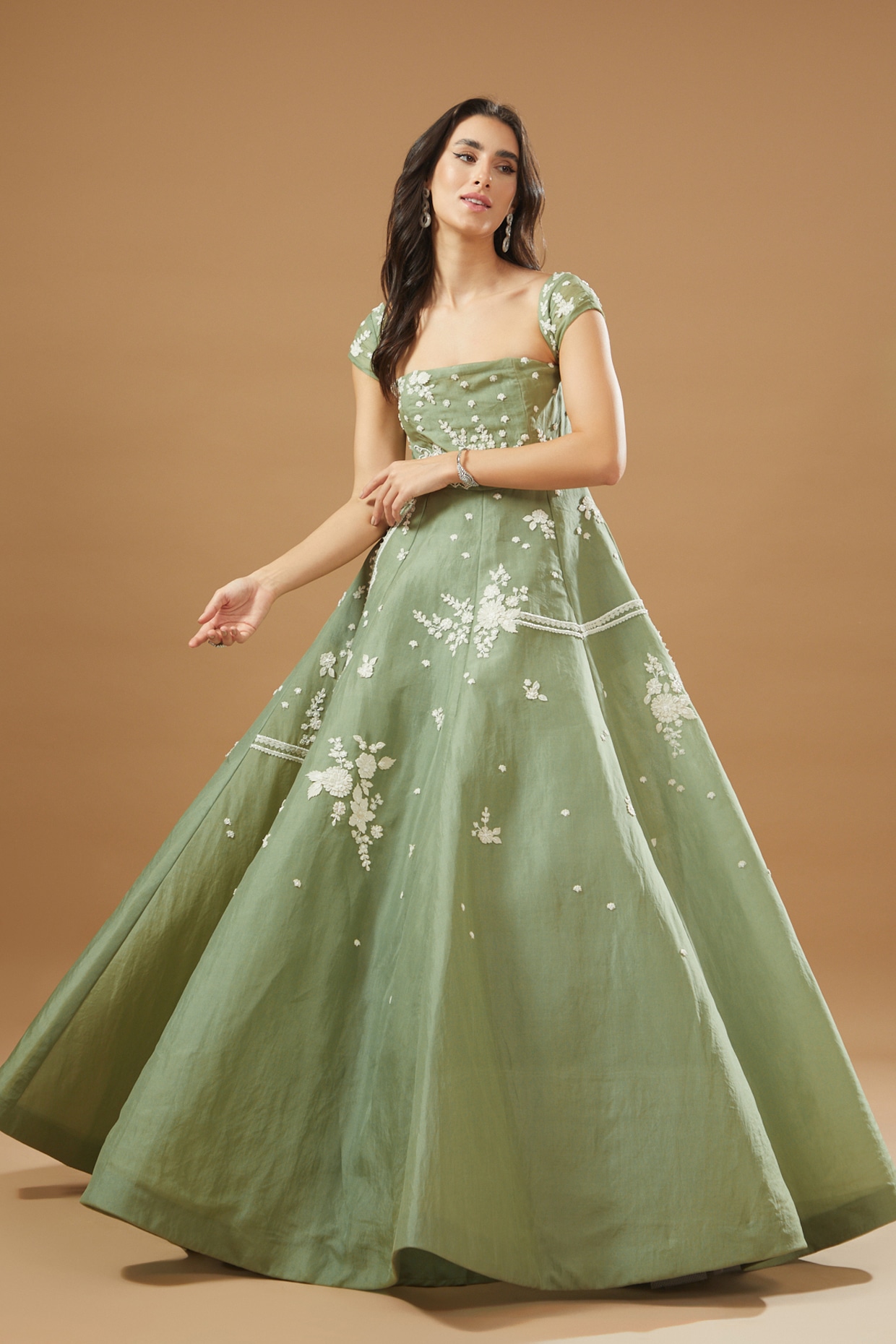 Green shop organza dress