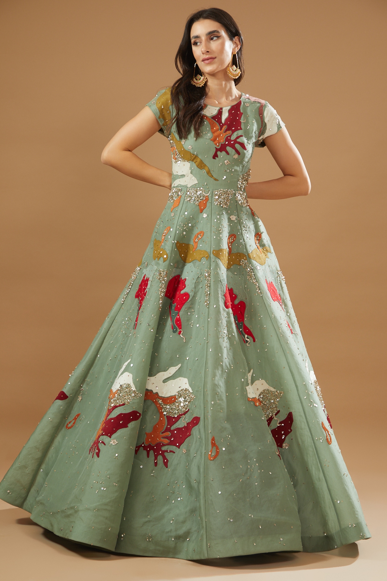 Beautiful Silk Gown with superb embroidery embellishments and detailing. |  Fancy dress design, Blouse design models, Fashion dresses