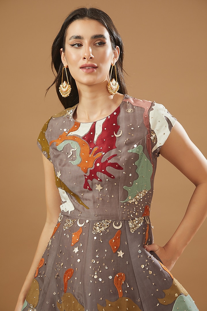 Mauve Organza Embroidered Bridal Gown by Sahil Kochhar at Pernia's Pop Up Shop