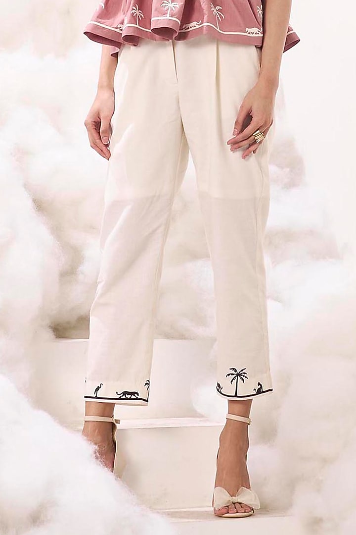 Dusty Pink Poplin Applique Embroidered Peplum Top by Sahil Kochhar at Pernia's Pop Up Shop