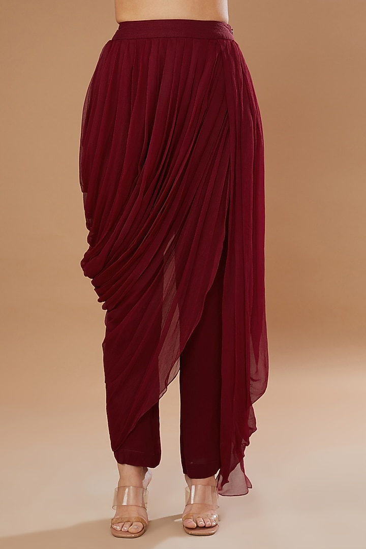 Red Georgette Co-Ord Set by Sahil Kochhar at Pernia's Pop Up Shop